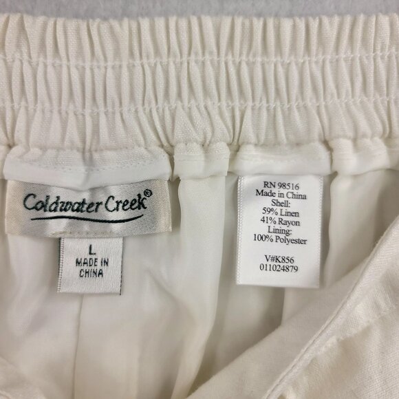 Coldwater Creek Brook Fit Classic Waist Crop L Linen Blend Elastic Back Pocket - Picture 3 of 10